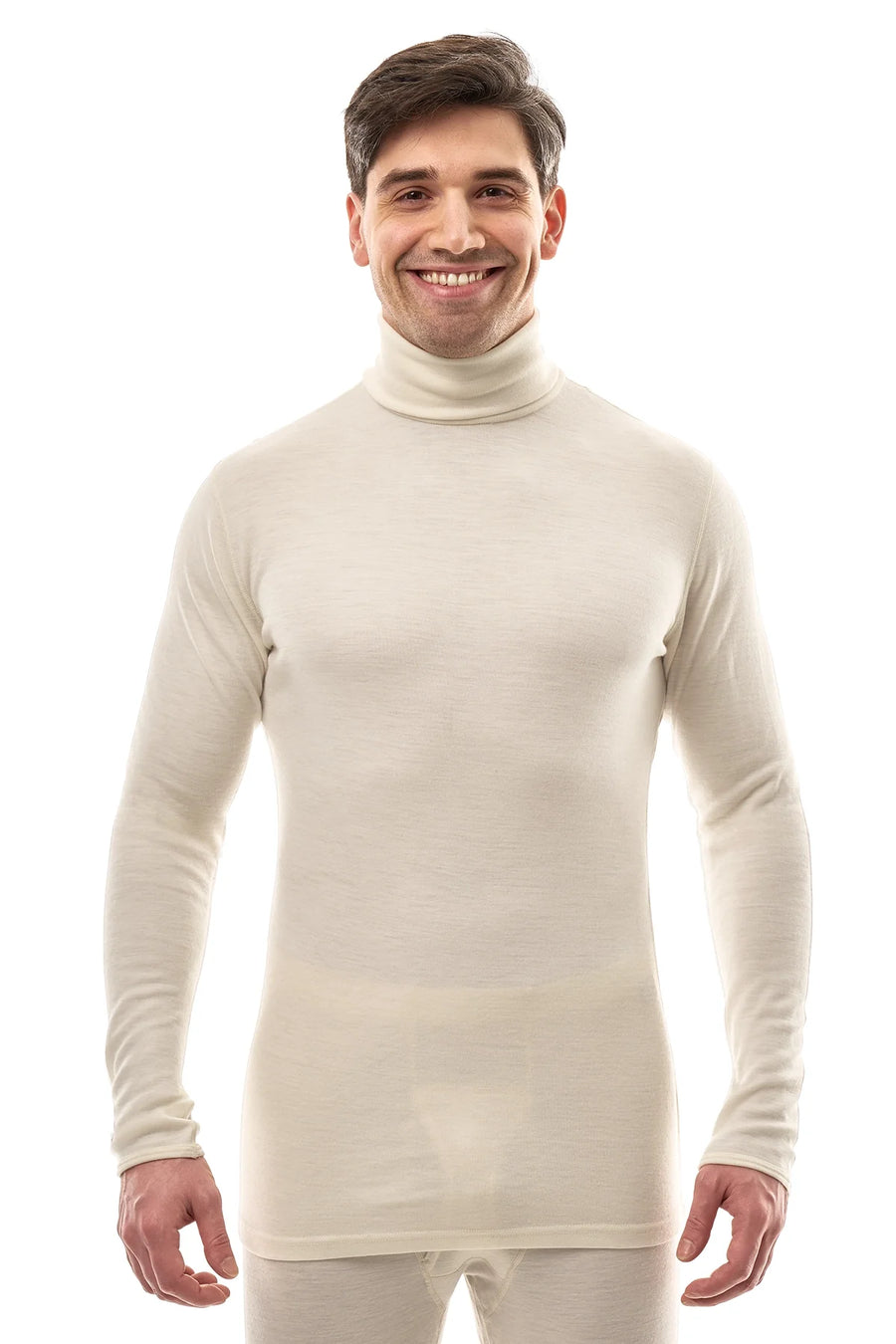 Men's Merino Turtleneck Long Sleeve 260 Natural White | High Neck