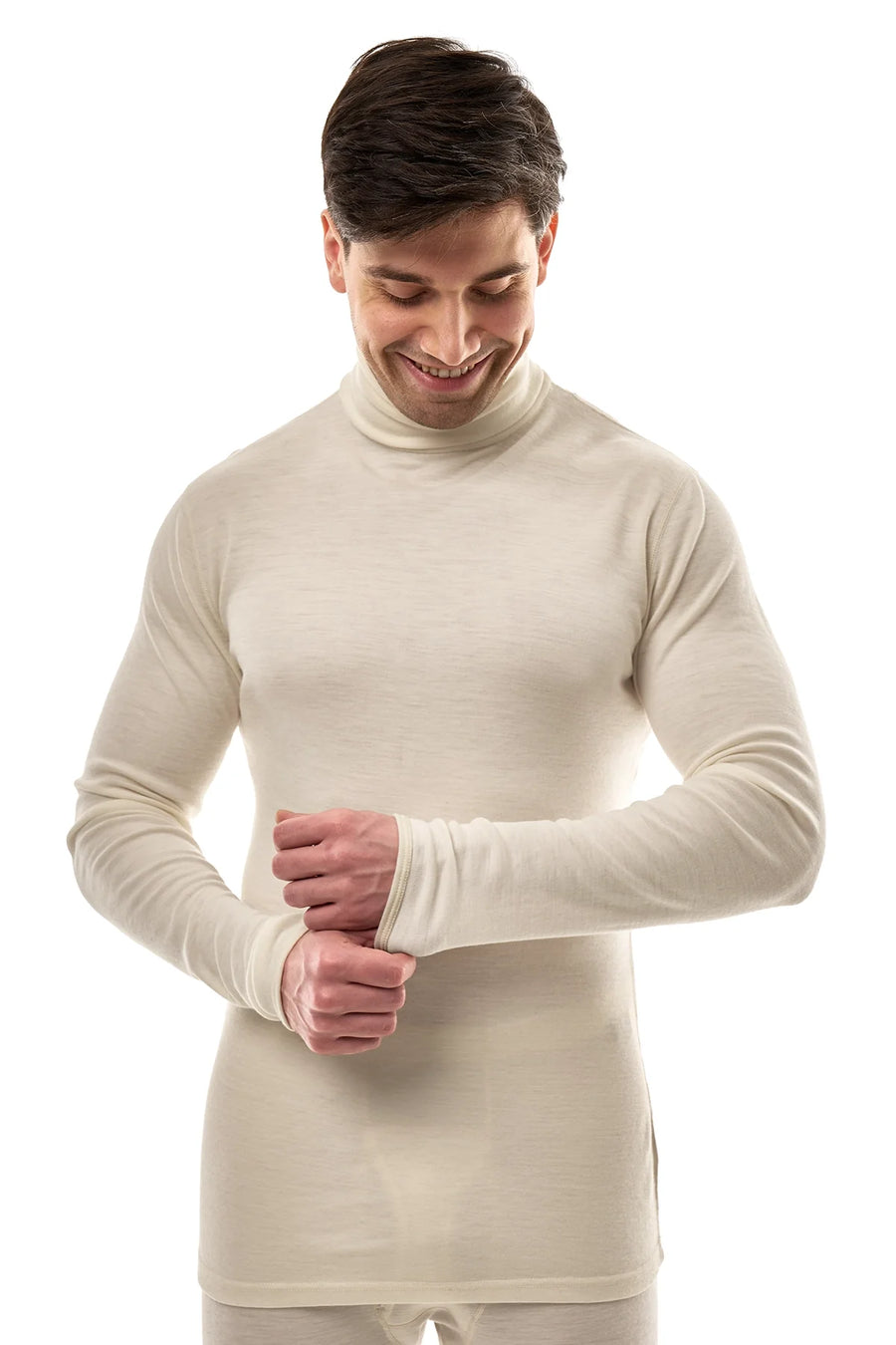 Men's Merino Turtleneck Long Sleeve 260 Natural White | High Neck