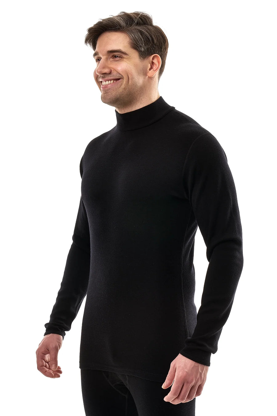 Men's Merino Turtleneck Long Sleeve 260 Black | Low Neck