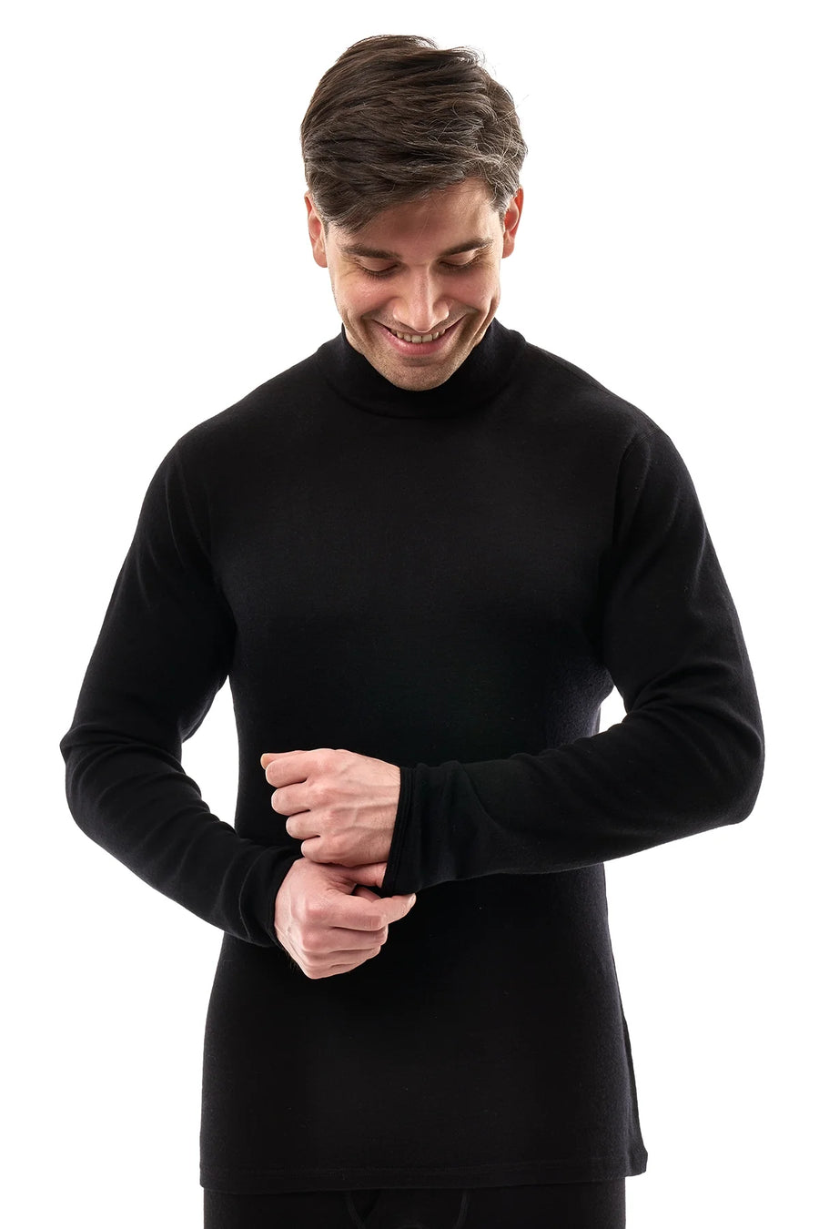 Men's Merino Turtleneck Long Sleeve 260 Black | Low Neck
