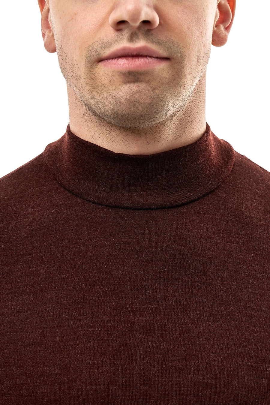 Men's Merino Turtleneck Long Sleeve 260 Bordo | Low Neck