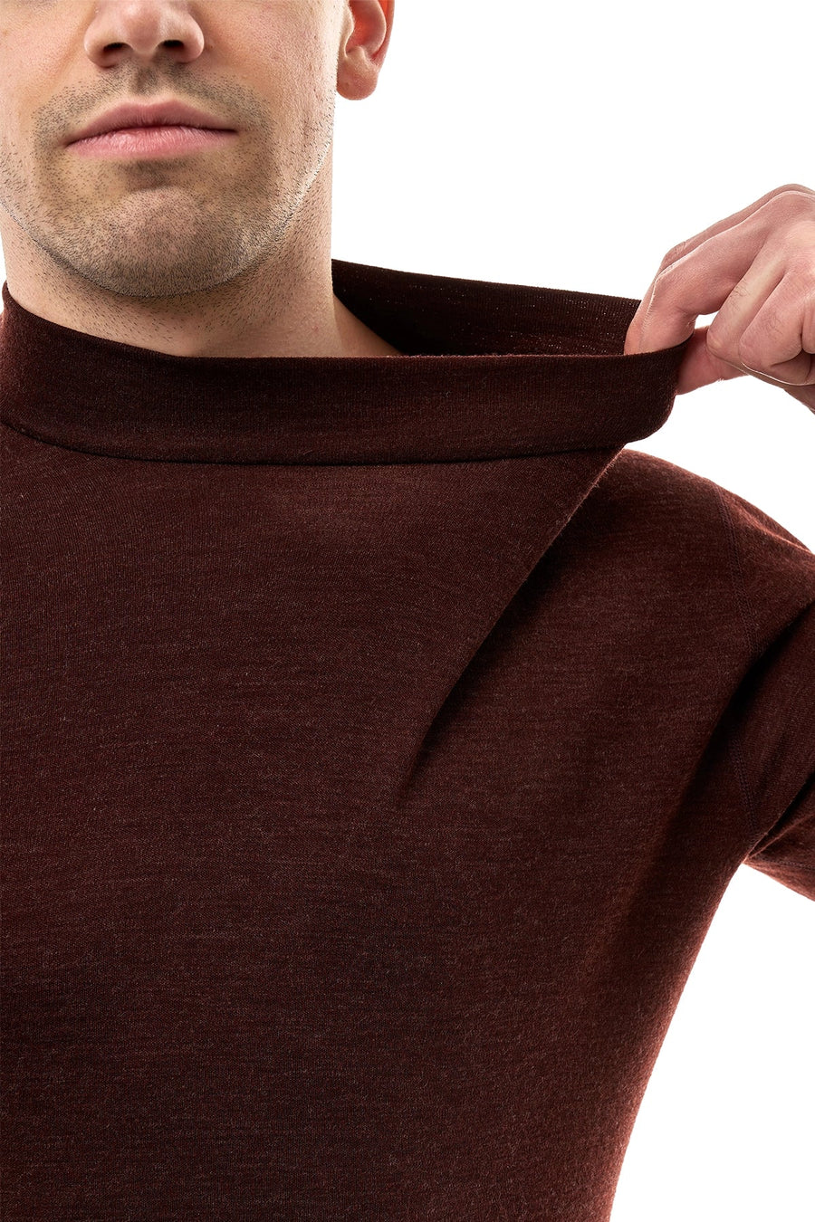 Men's Merino Turtleneck Long Sleeve 260 Bordo | Low Neck