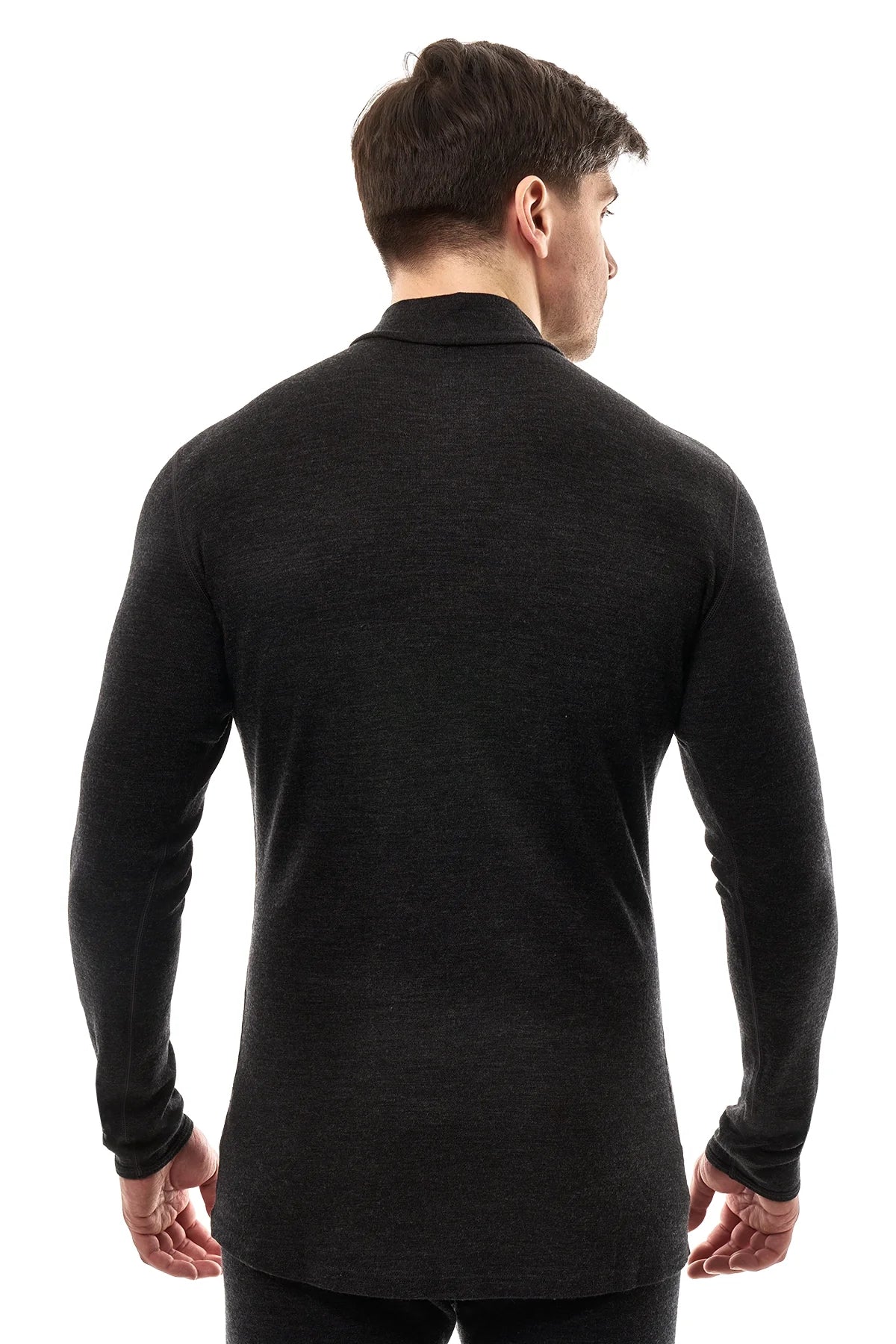 Men's Merino Turtleneck Long Sleeve 260 Charcoal | Low Neck