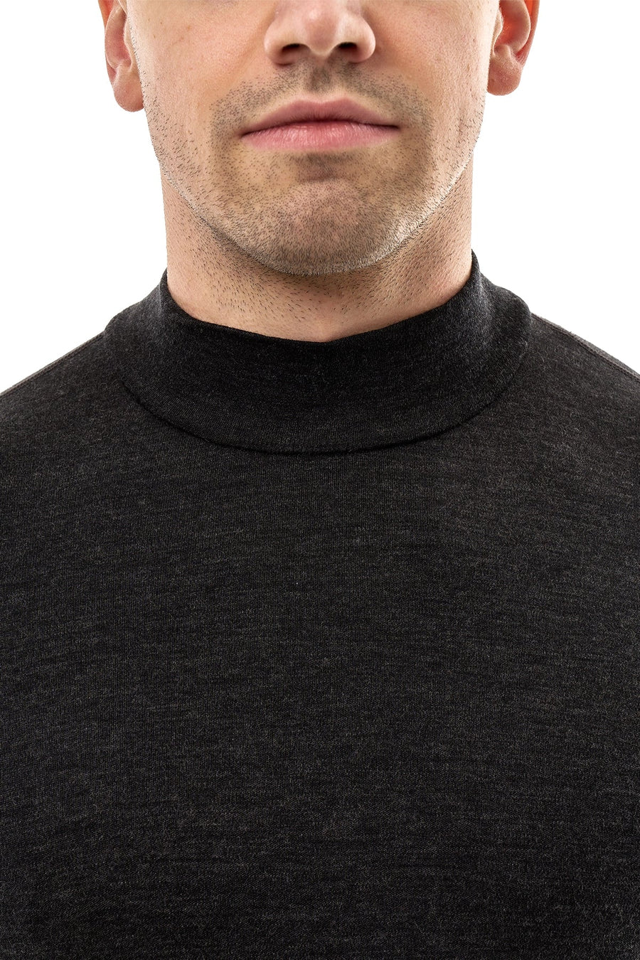 Men's Merino Turtleneck Long Sleeve 260 Charcoal | Low Neck