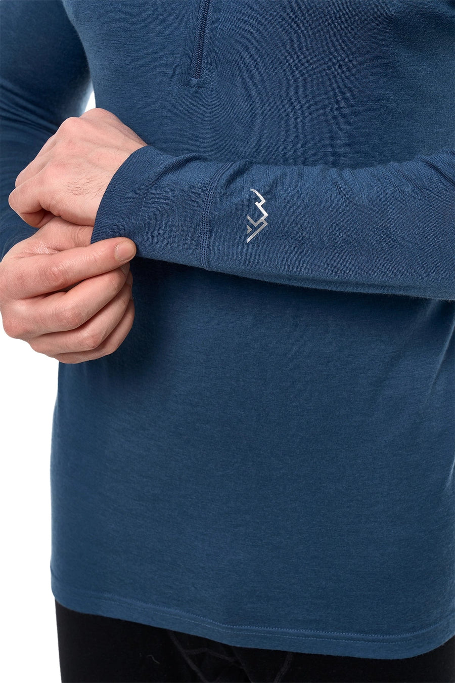 Men's Merino Half Zip Long Sleeve 165 Denim Blue