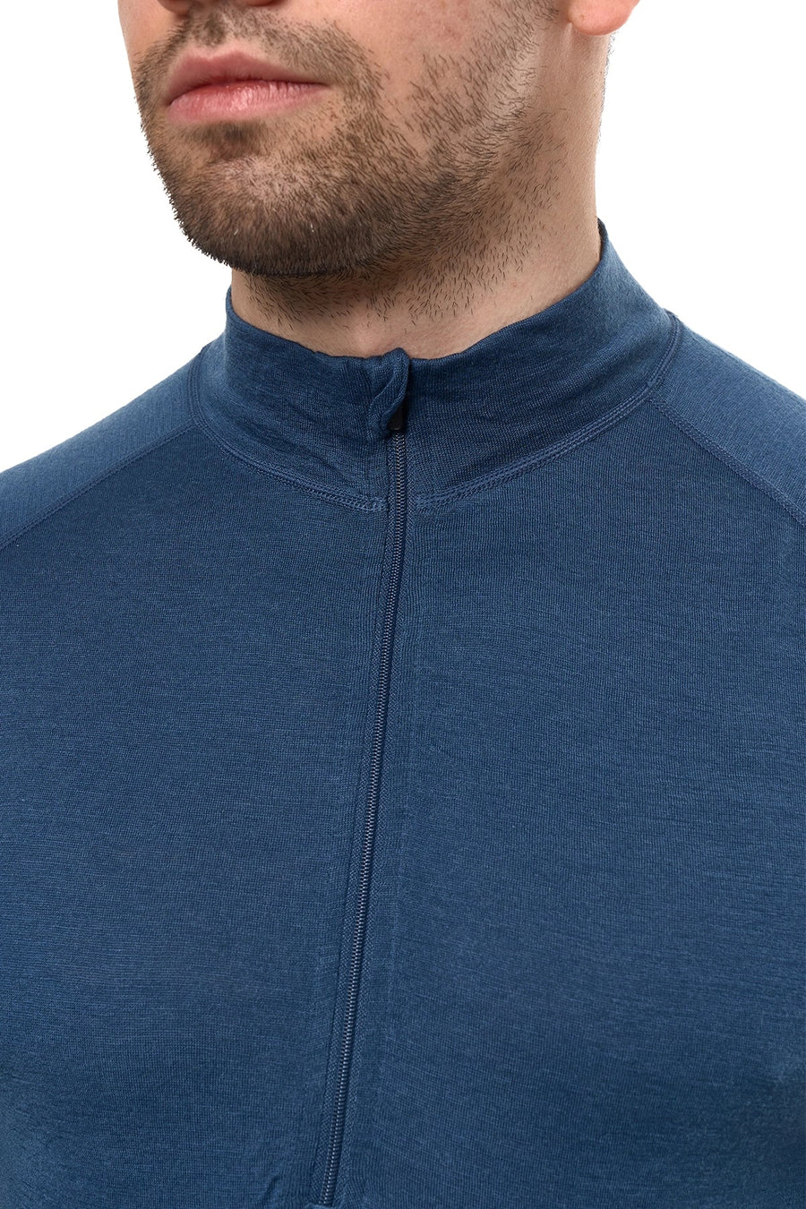 Men's Merino Half Zip Long Sleeve 165 Denim Blue