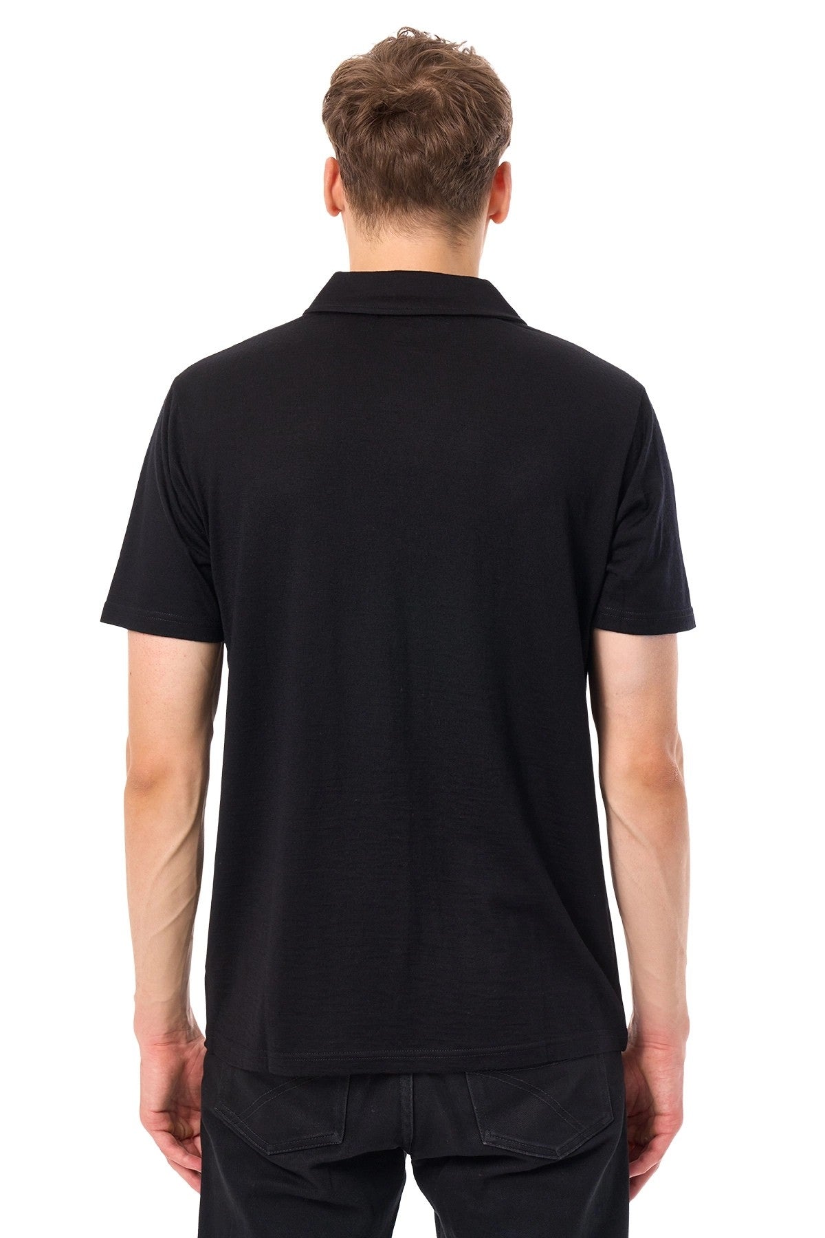 Men's Merino Polo 180 Black | Open Collar
