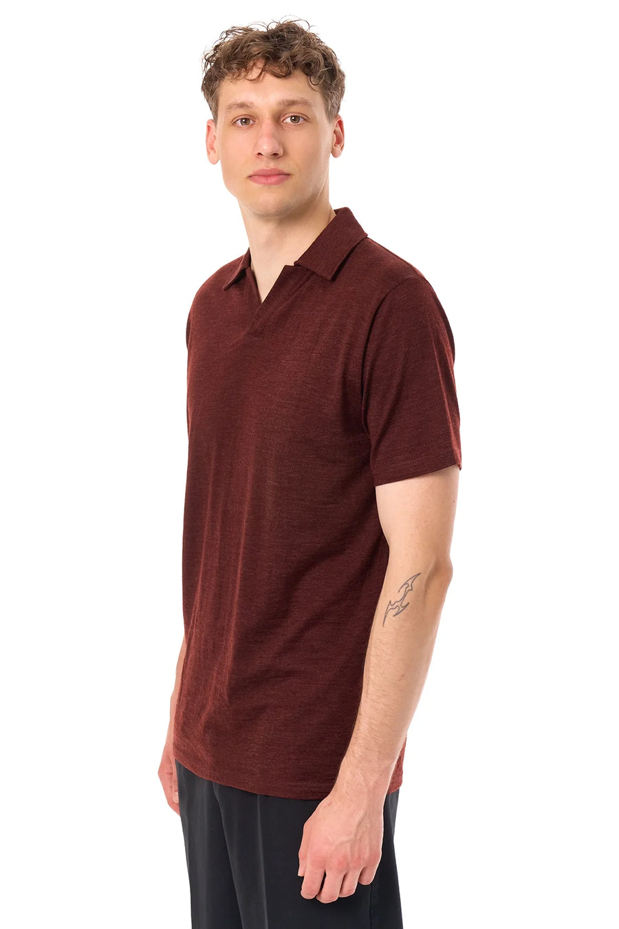 Men's Merino Polo 180 Bordo | Open Collar
