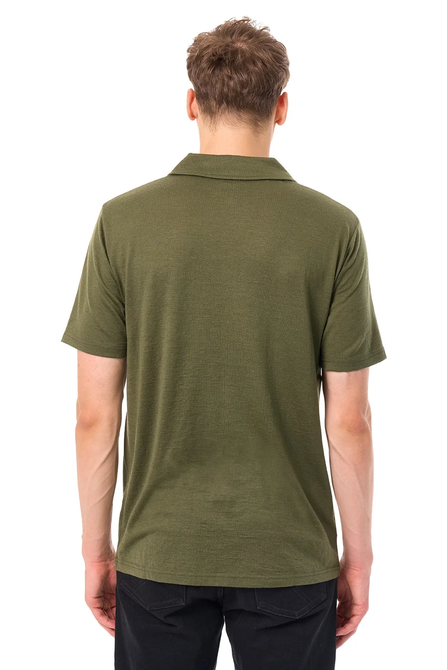 Men's Merino Polo 180 Dark Olive | Open Collar