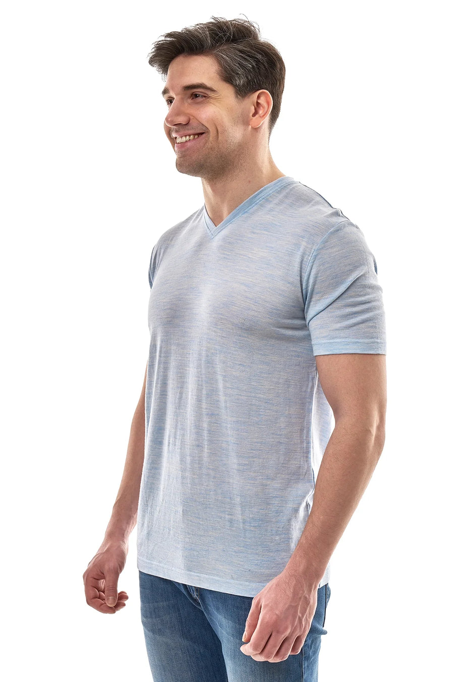Men's Merino Sport T-shirt Cloud | V-Neck