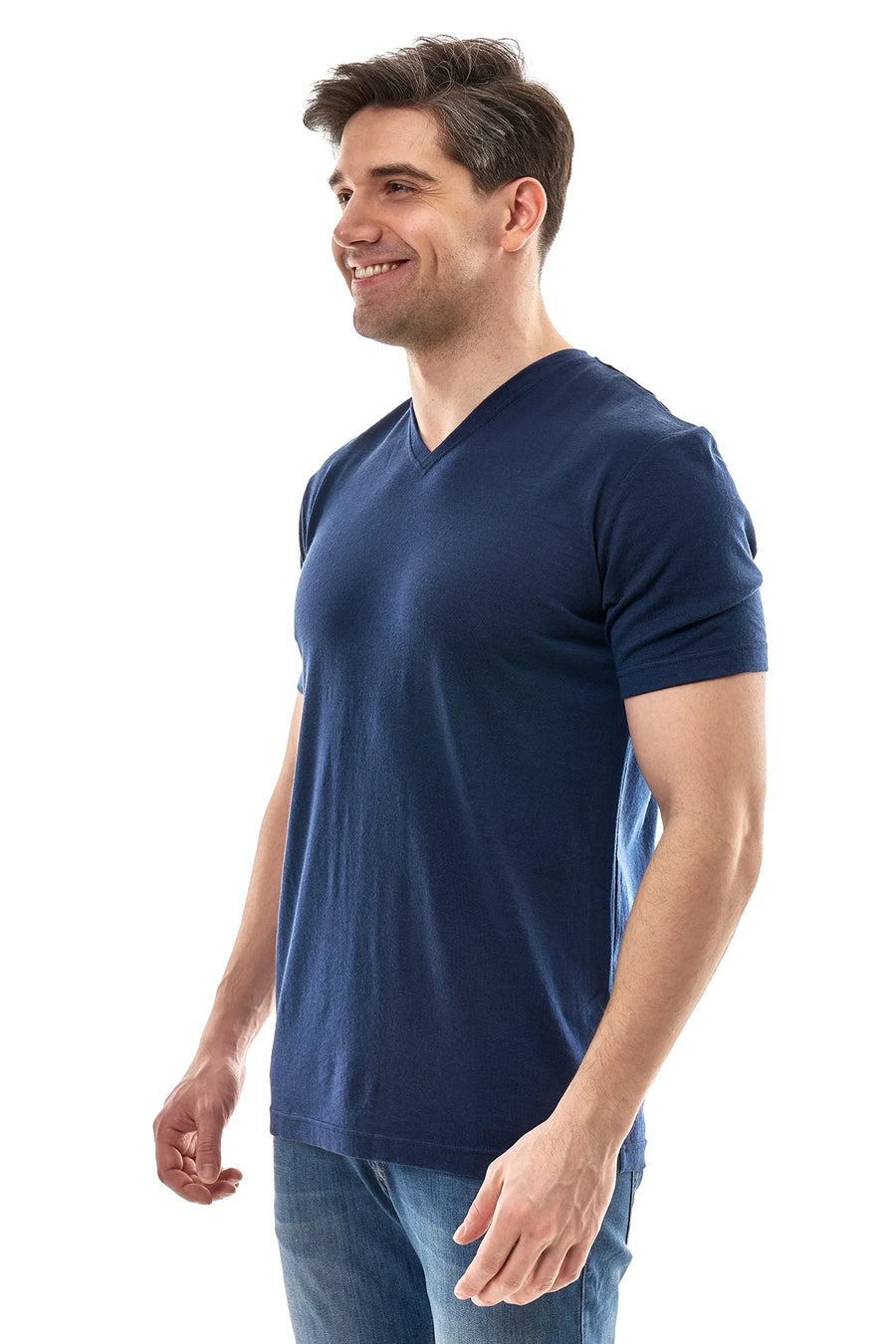 Men's Merino Sport T-shirt Deep Navy | V-Neck