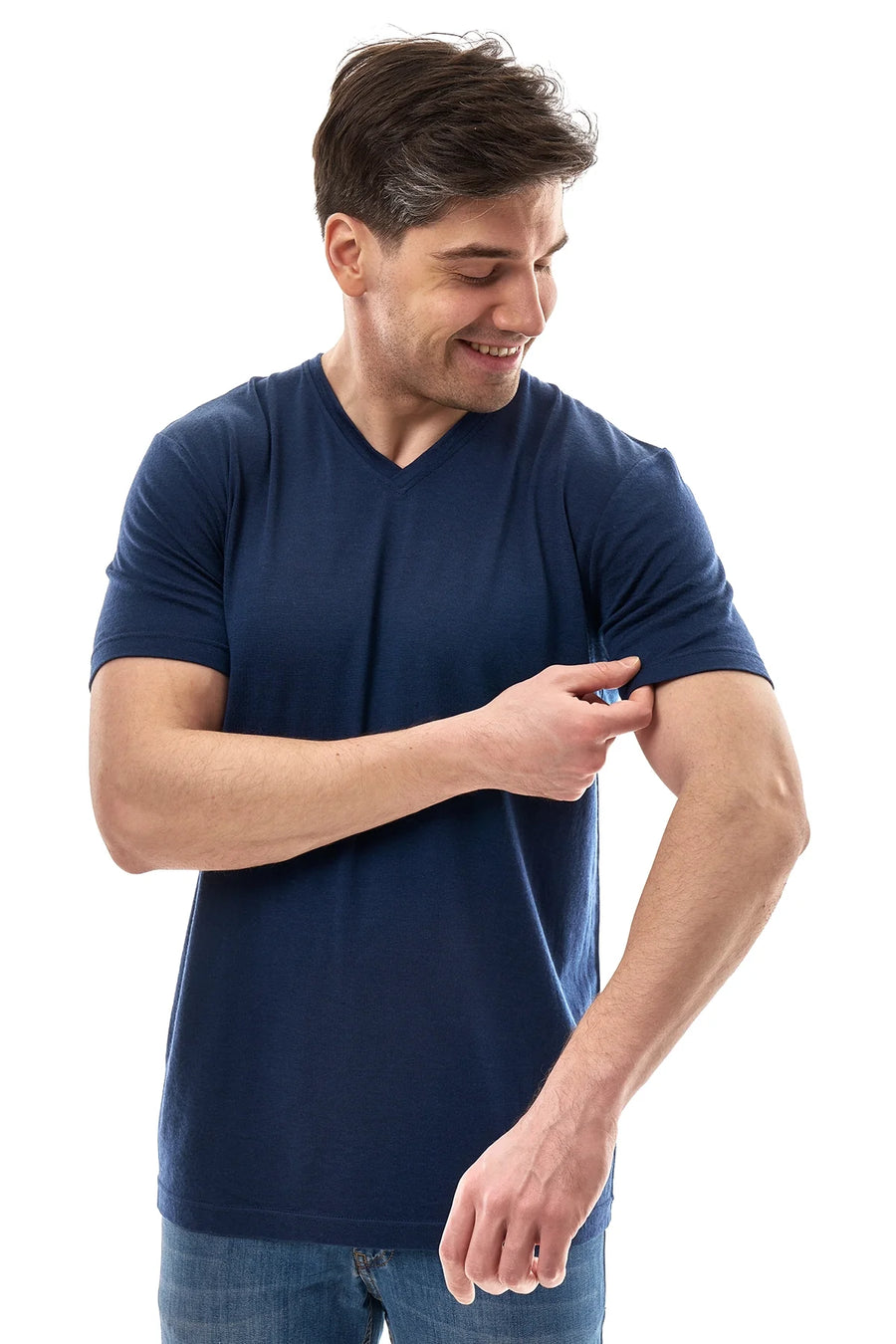 Men's Merino Sport T-shirt Deep Navy | V-Neck