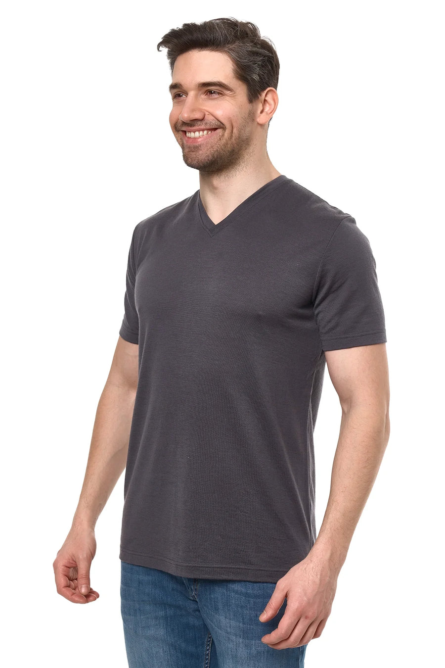 Men's Merino Sport T-shirt Dark Charcoal | V-Neck