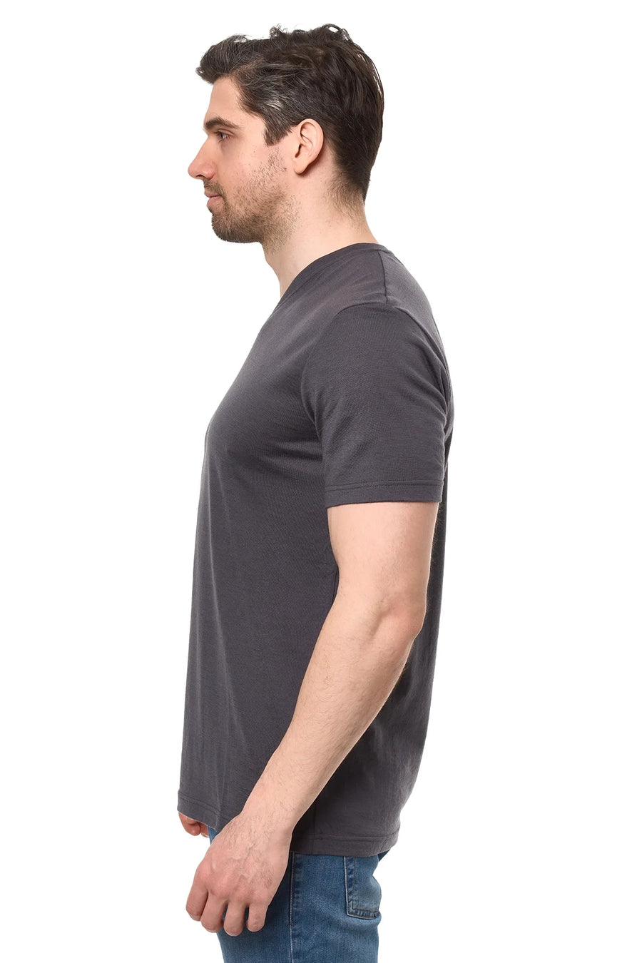 Men's Merino Sport T-shirt Dark Charcoal | V-Neck