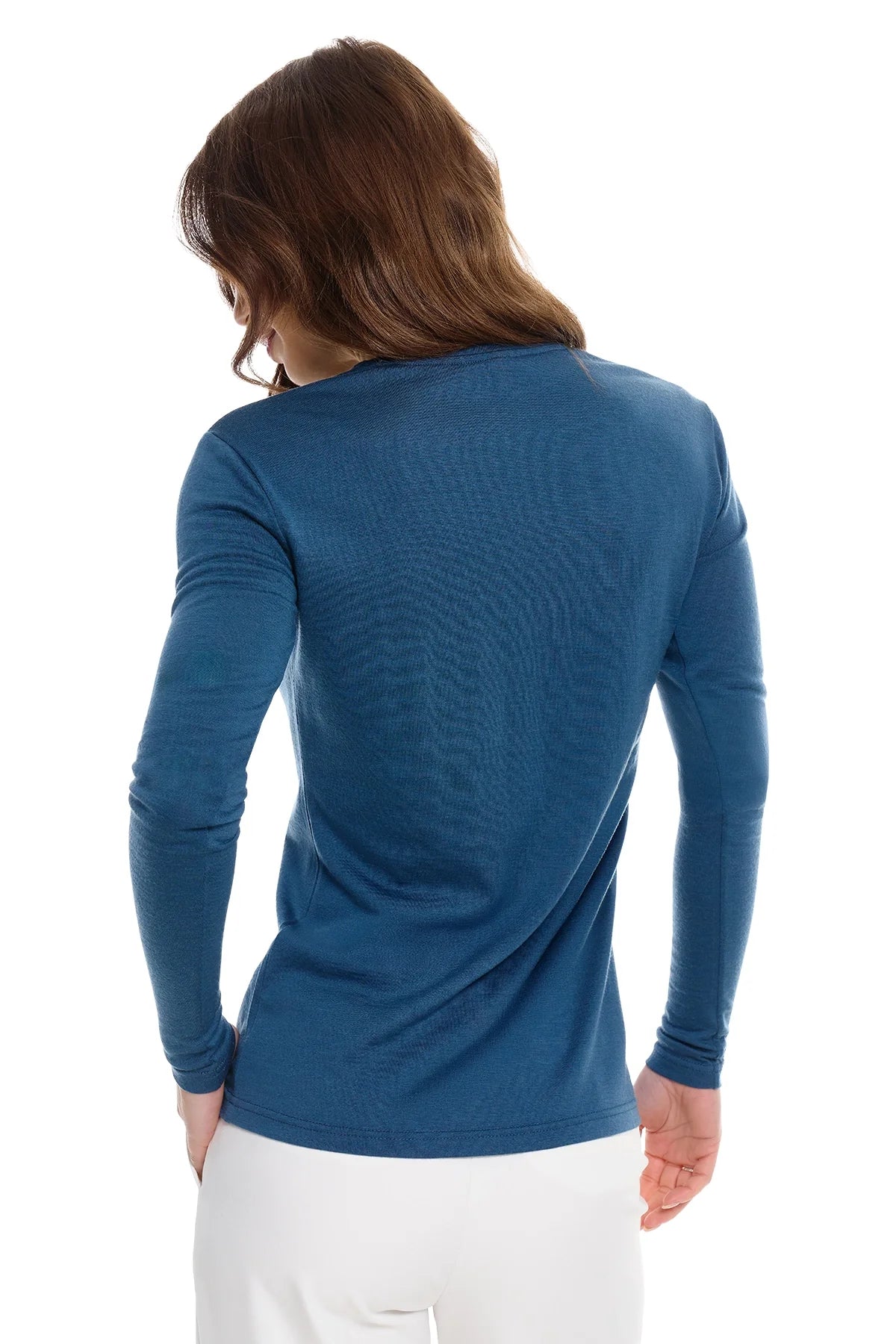 Women's Merino Long Sleeve 190 Denim | V-Neck