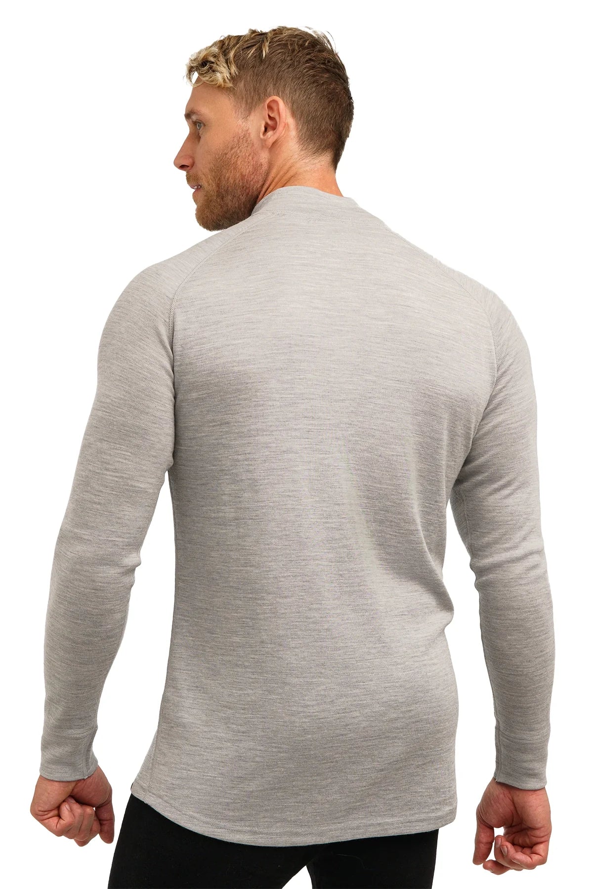 Men's Merino Half Zip Long Sleeve 320 Melange Grey