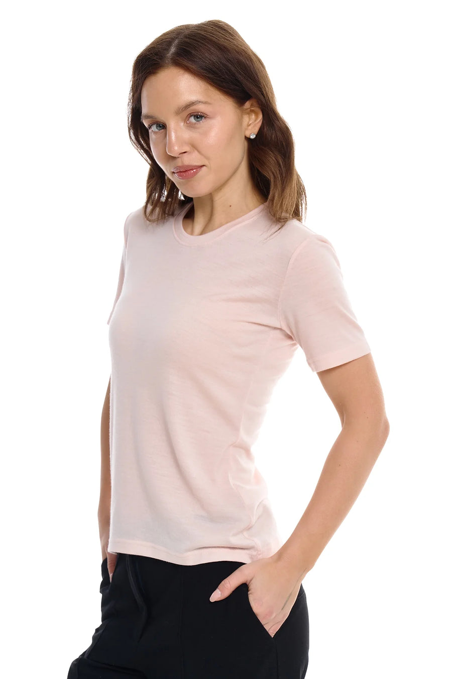 Women's Merino T-shirt 180 Baby Pink | Crewneck