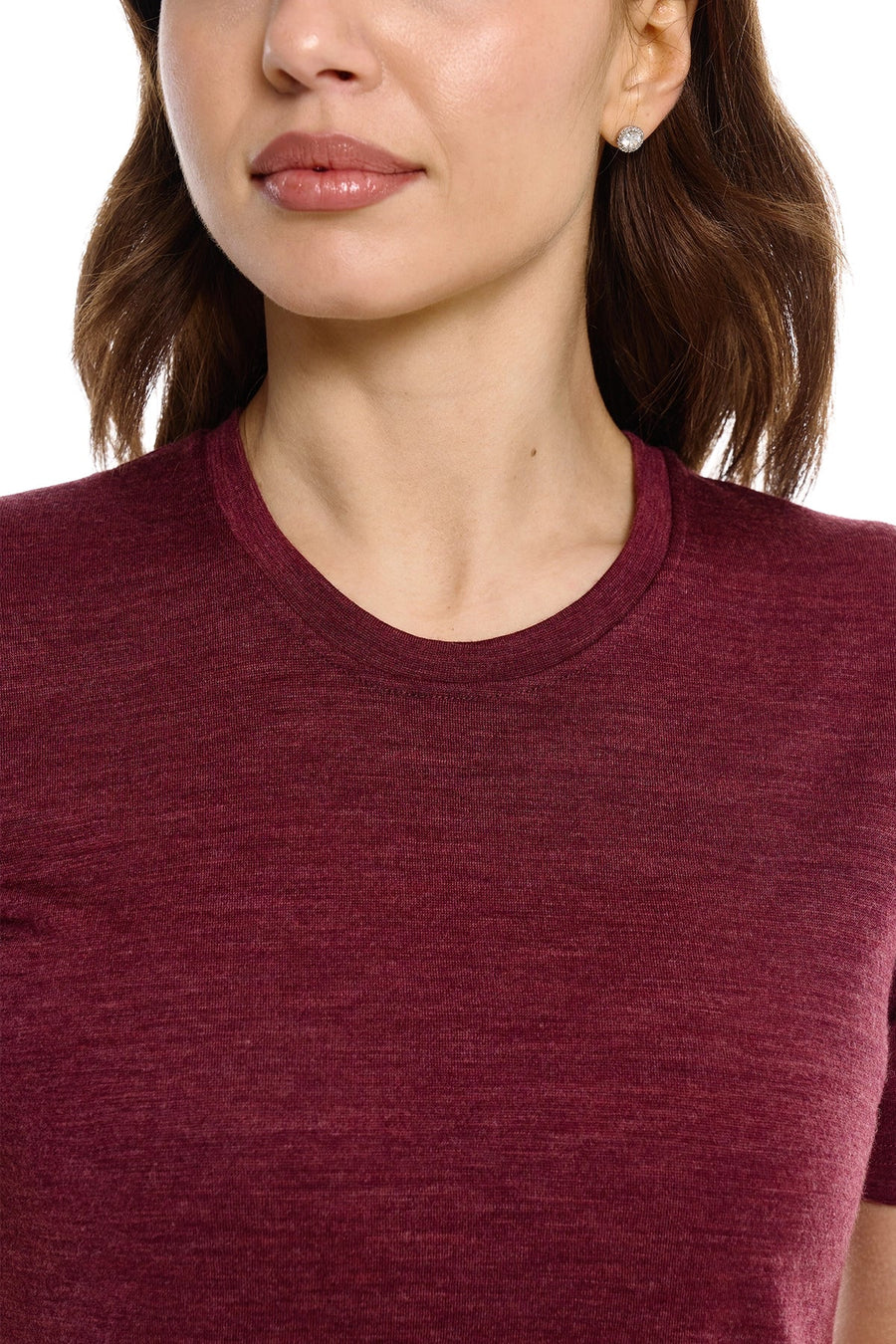 Women's Merino T-shirt 180 Burgundy Wine | Crewneck