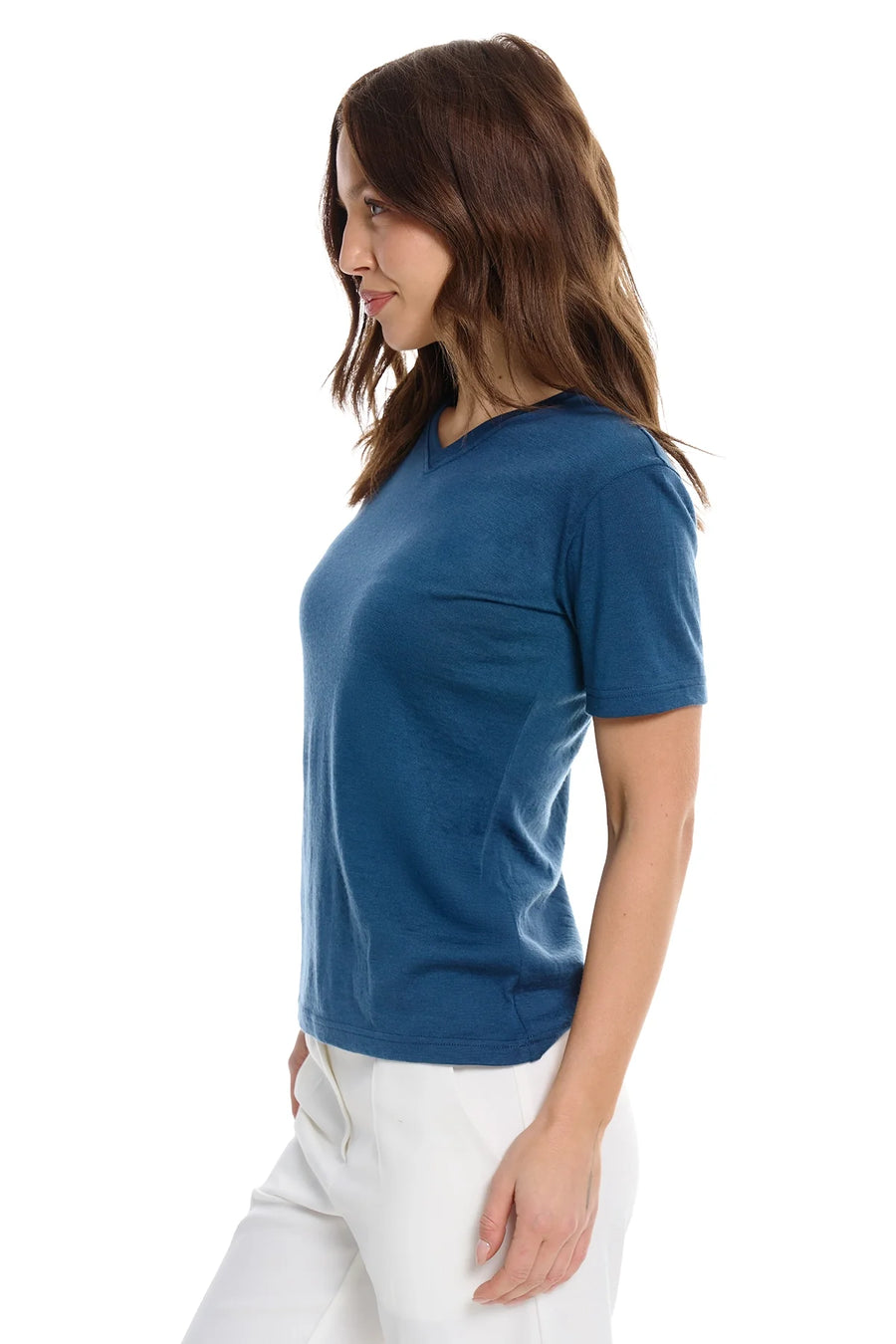 Women's Merino T-shirt 180 Denim | V-neck