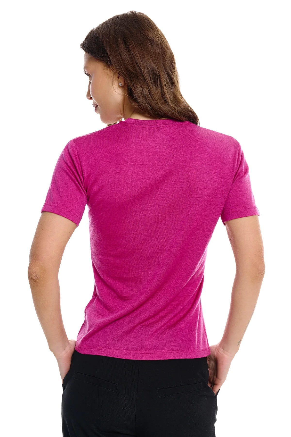Women's Merino T-shirt 180 Royal Fuchsia | Crewneck