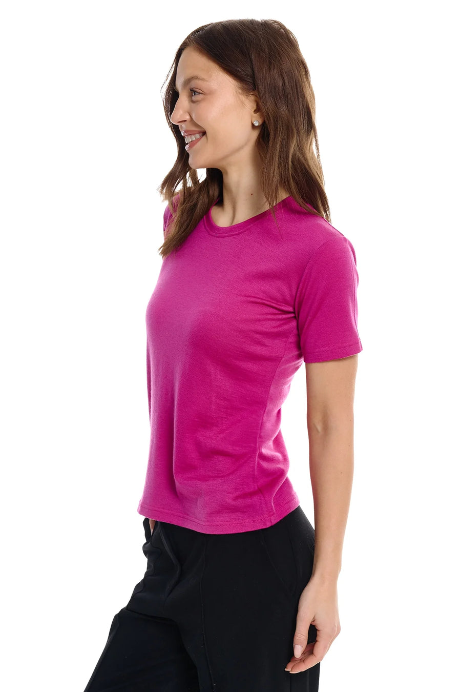 Women's Merino T-shirt 180 Royal Fuchsia | Crewneck