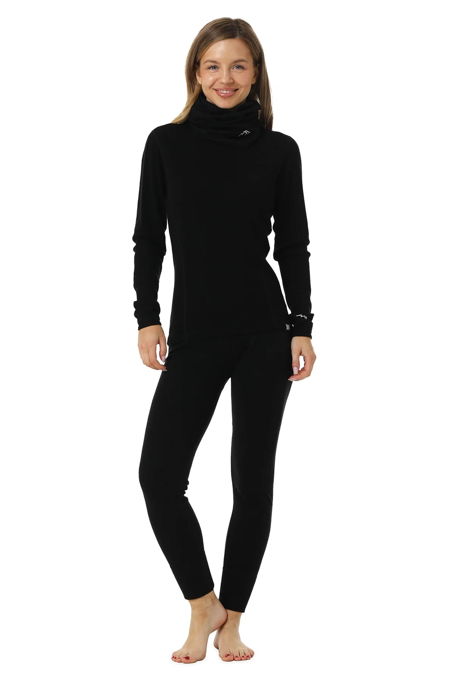 Women's Merino Black Set + Neck Gaiter