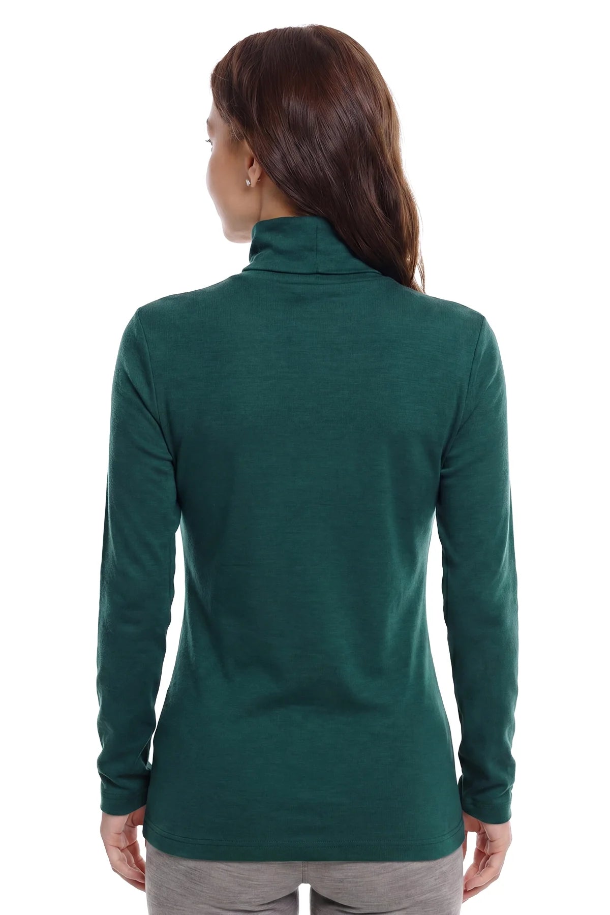 Women's Merino Turtleneck Long Sleeve 260 Forest Green | High Neck