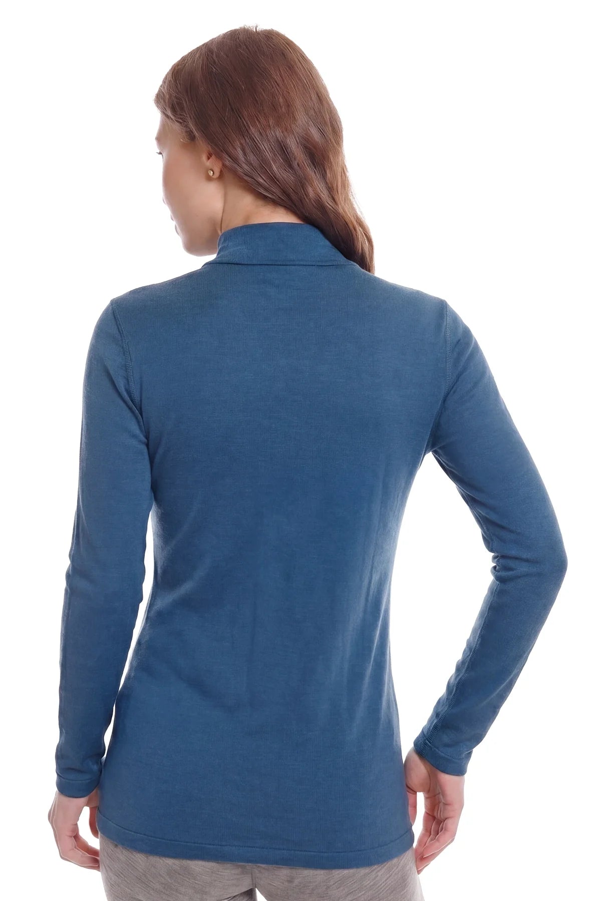 Women's Merino Turtleneck Long Sleeve 260 Denim | Low Neck