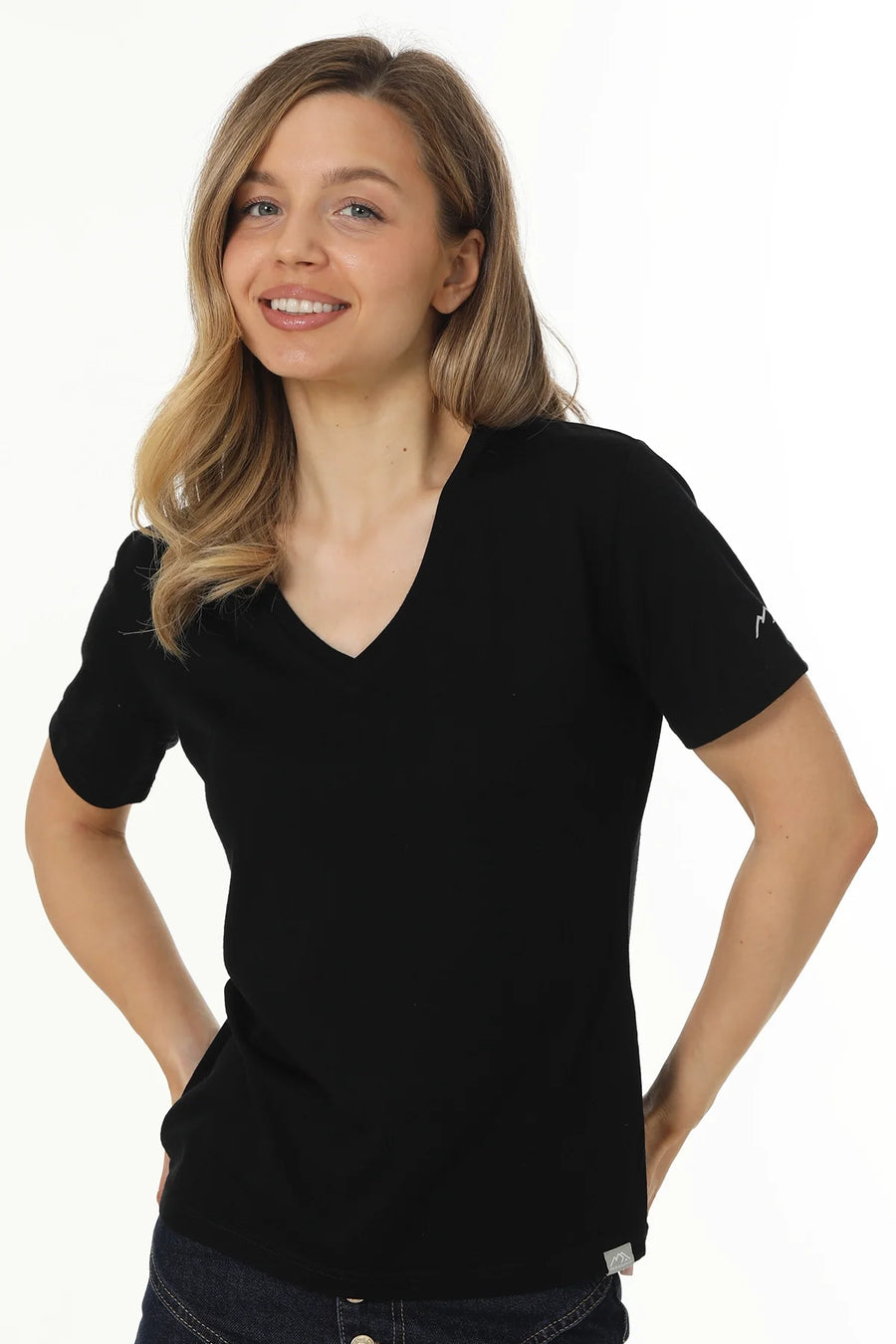 Women's Merino T-shirt 180 Black | V-Neck (+socks)