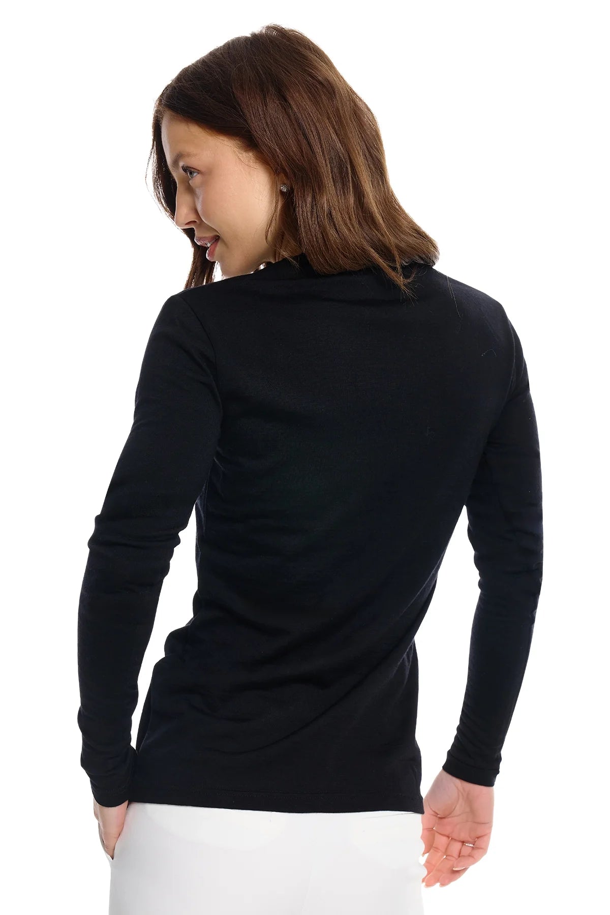 Women's Merino Long Sleeve 190 Black | Scoop Neck