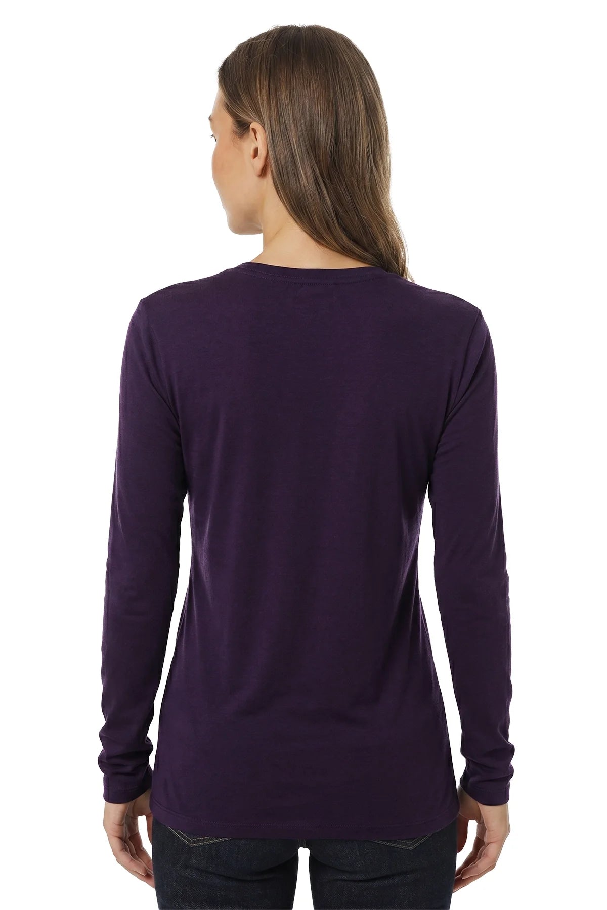 Women's Merino Long Sleeve 190 Dark Purple | Scoop Neck