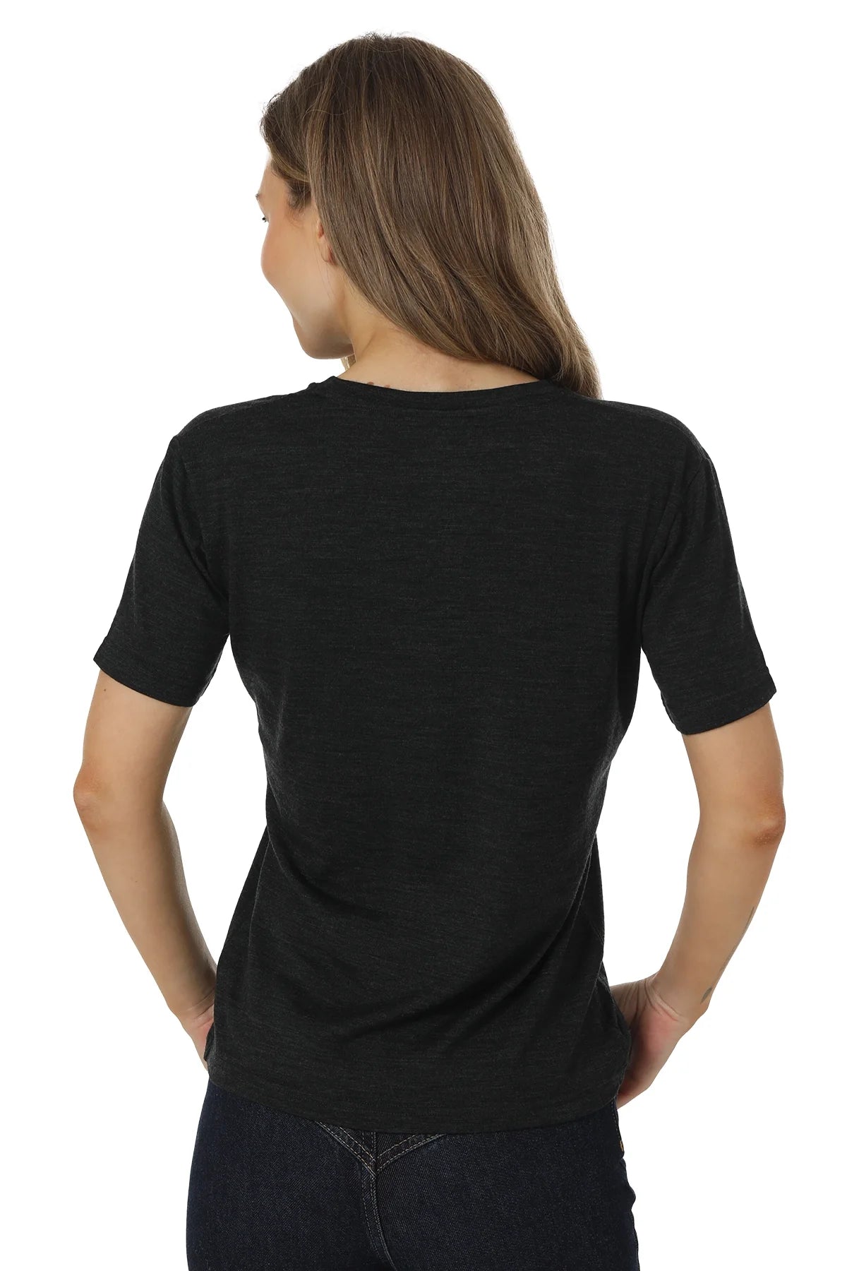 Women's Merino T-shirt 180 Ebony Gray | Scoop Neck