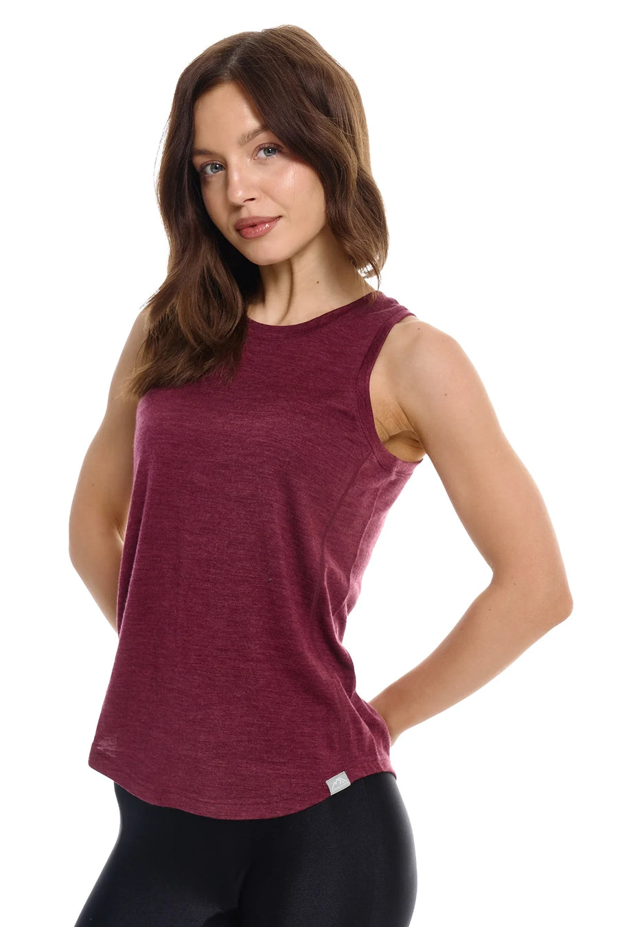 Women's Merino Wool Highneck Tank Top Burgundy