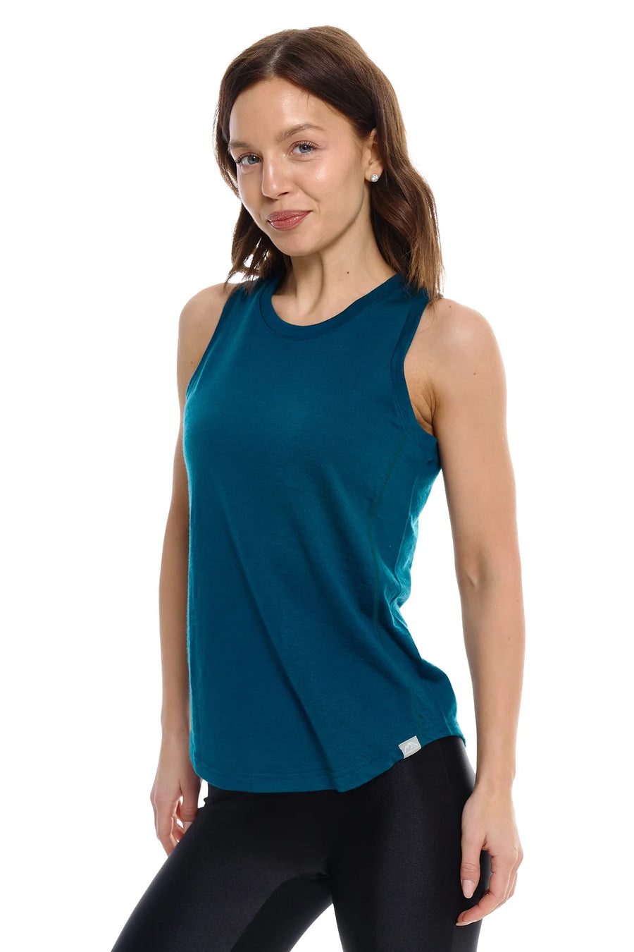 Women's Merino Wool Highneck Tank Top Deep Teal