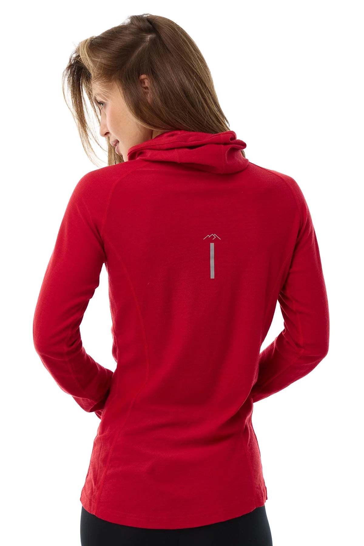 Women's Merino Wool Half Zip Hoodie 190 Cherry Red
