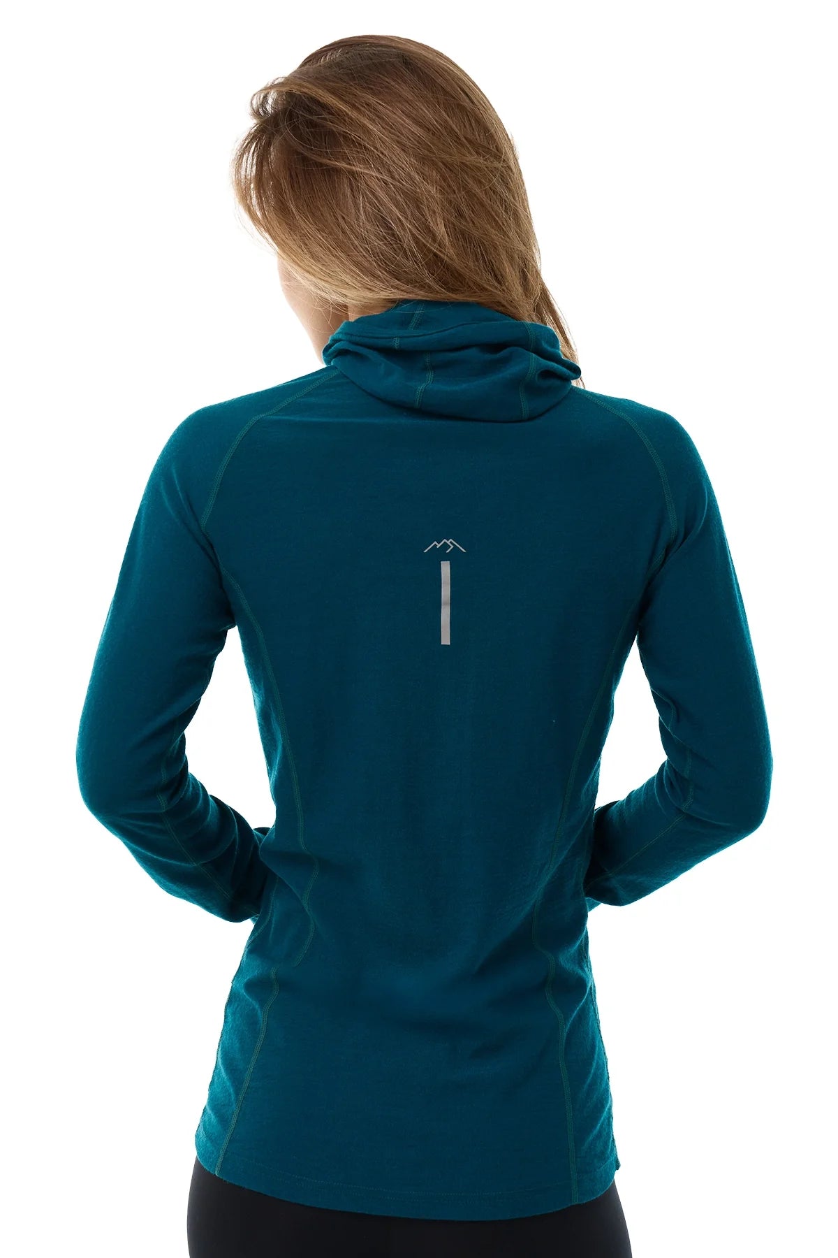 Women's Merino Wool Half Zip Hoodie 190 Deep Teal