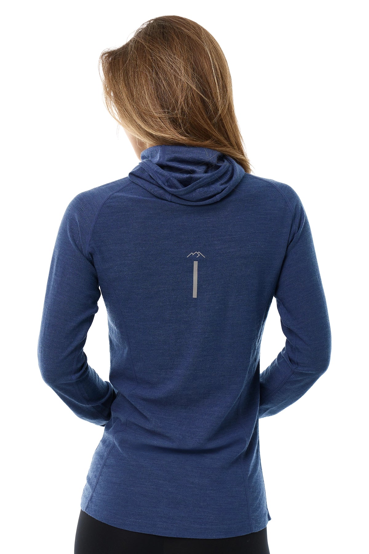 Women's Merino Wool Half Zip Hoodie 190 Windsor Blue