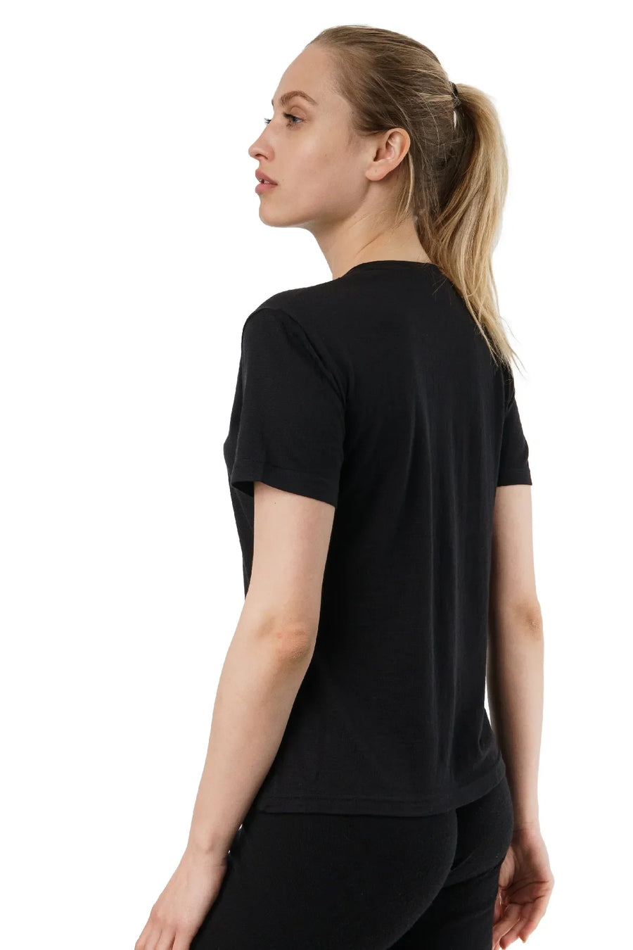 Women's Merino T-shirt 180 Solid Black | Crewneck