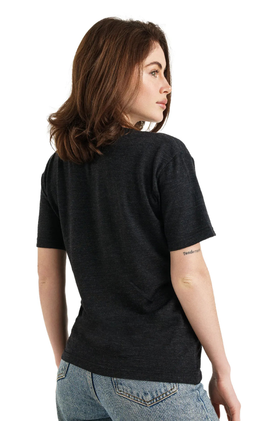 Women's Merino T-shirt 180 Melange Black | V-Neck