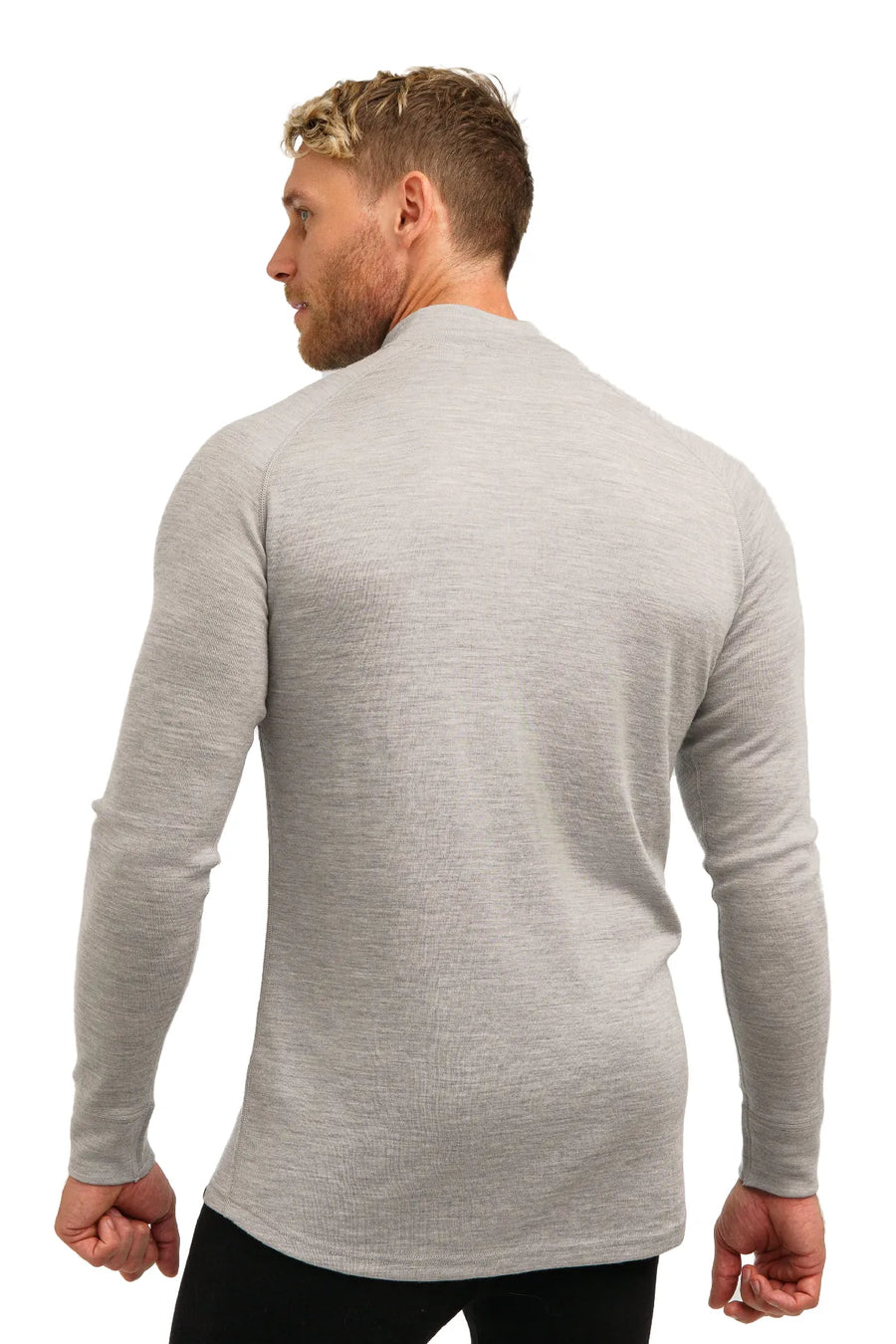 Men's Merino Half Zip Long Sleeve 320 Heather Gray
