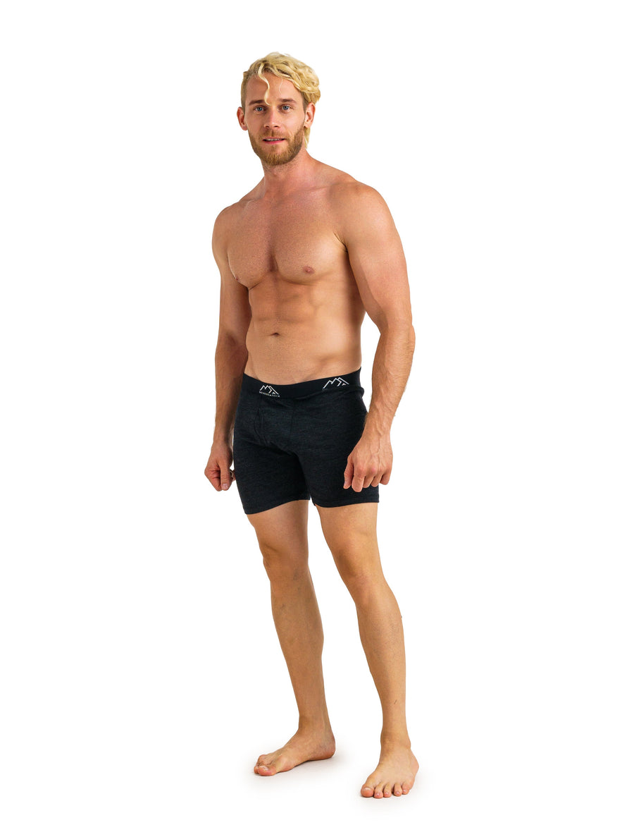 Men's Merino Boxers 190 Brief Heathered Black (2 Pack)
