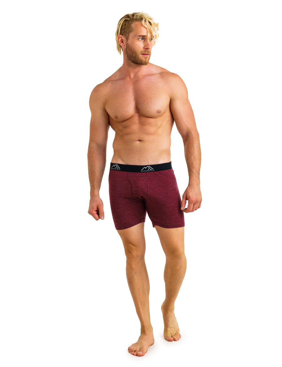 Men's Merino Boxers 190 Brief Burgundy (1 Pack)