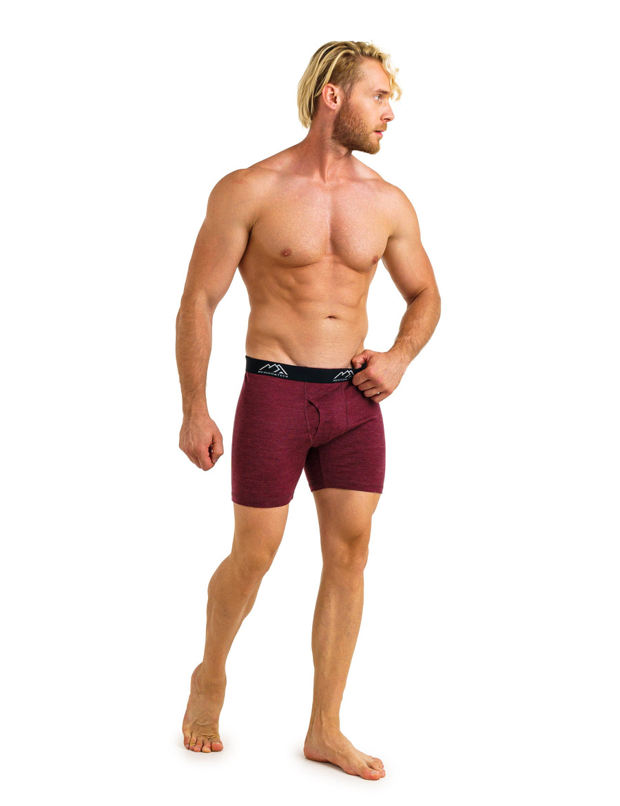 Men's Merino Boxers 190 Brief Burgundy (1 Pack)