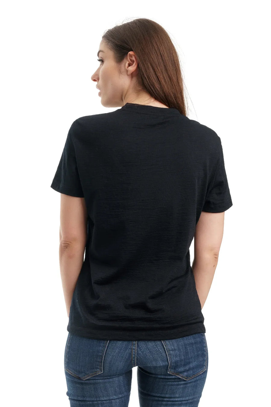 Women's Merino T-shirt 180 Solid Black | V-Neck