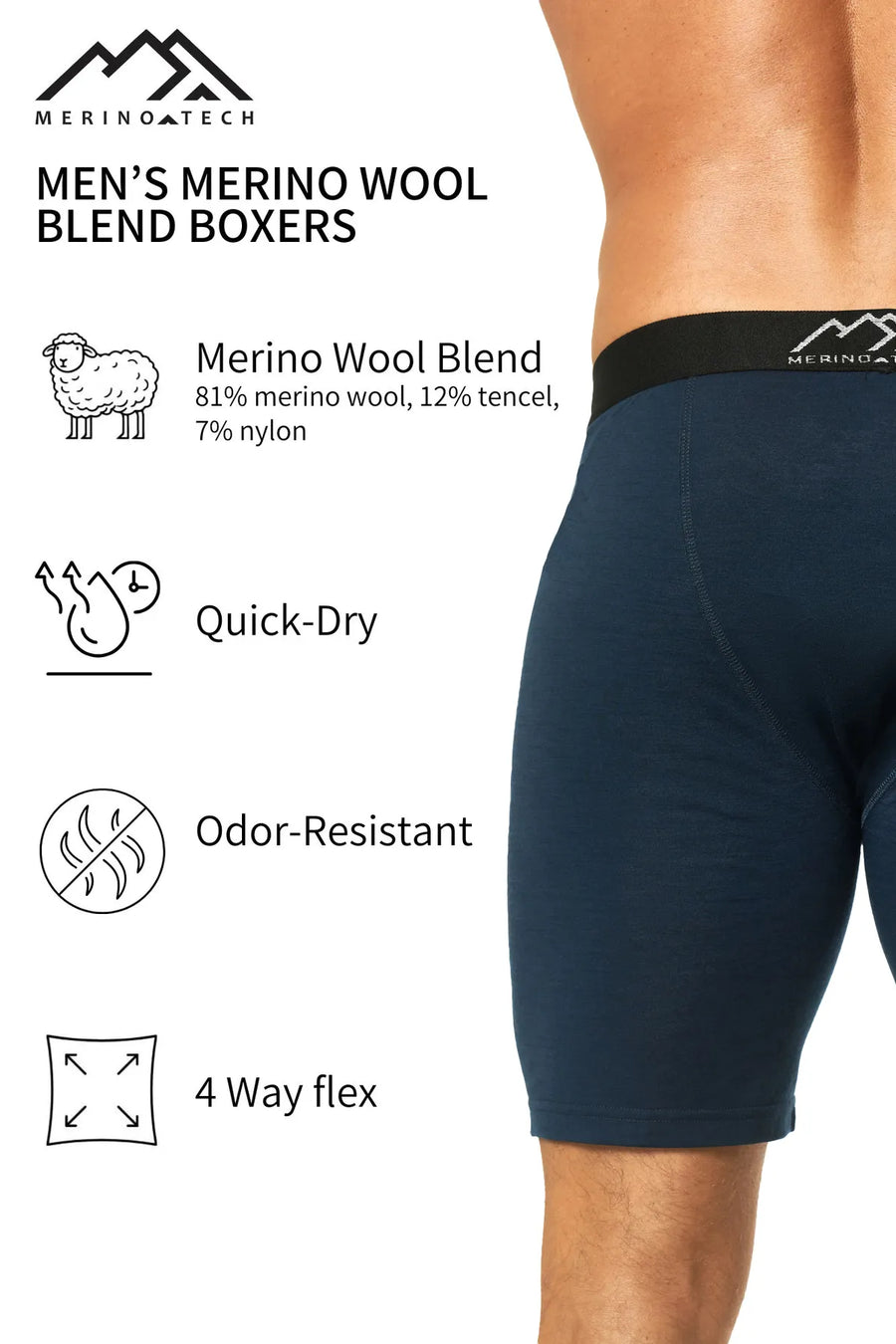 Men's Merino Boxers Navy (1 Pack)