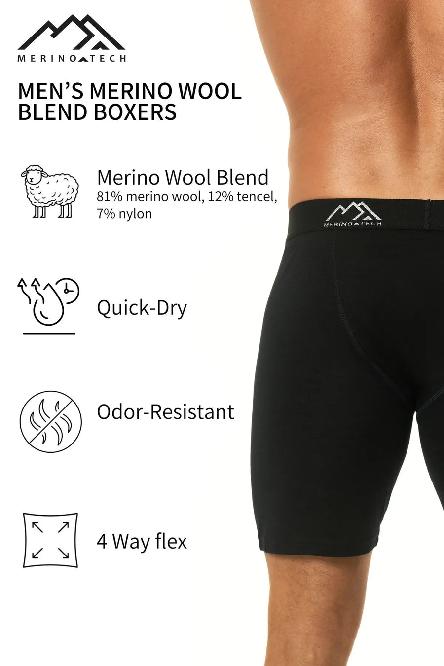 Men's Merino Boxers 170 Iron Black (1 Pack)