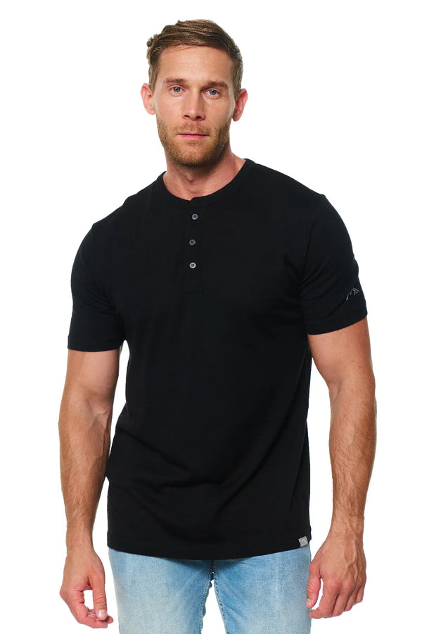 Men's Merino Wool Henley T-shirt 170 Black