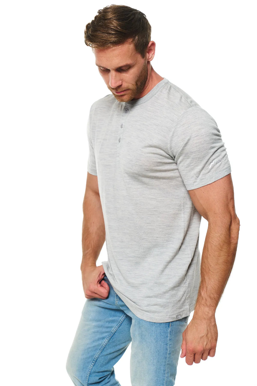 Men's Merino Wool Henley T-shirt 170 Heather Grey
