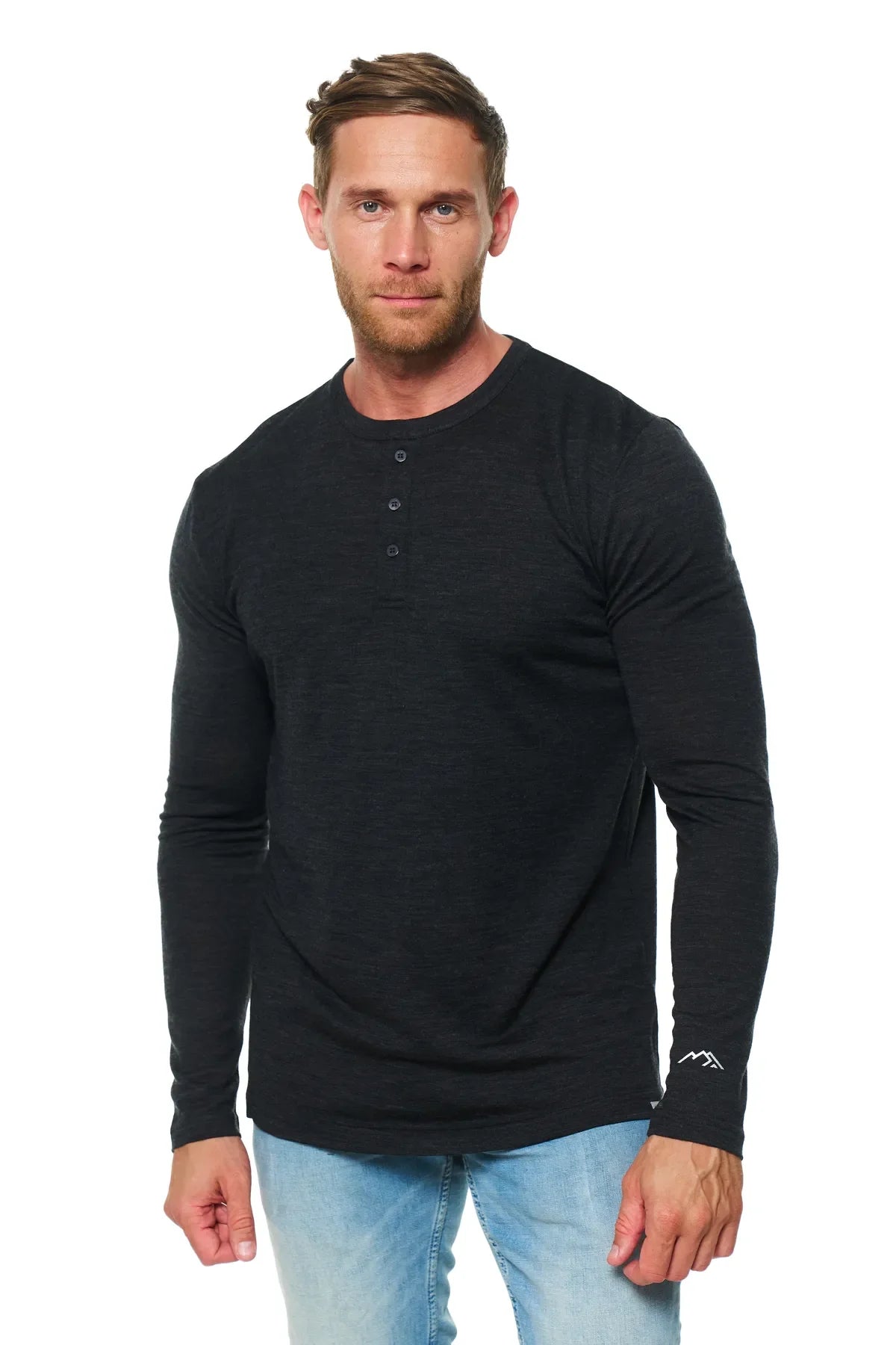 Men's Merino Wool Henley Long Sleeve 170 Olive Green