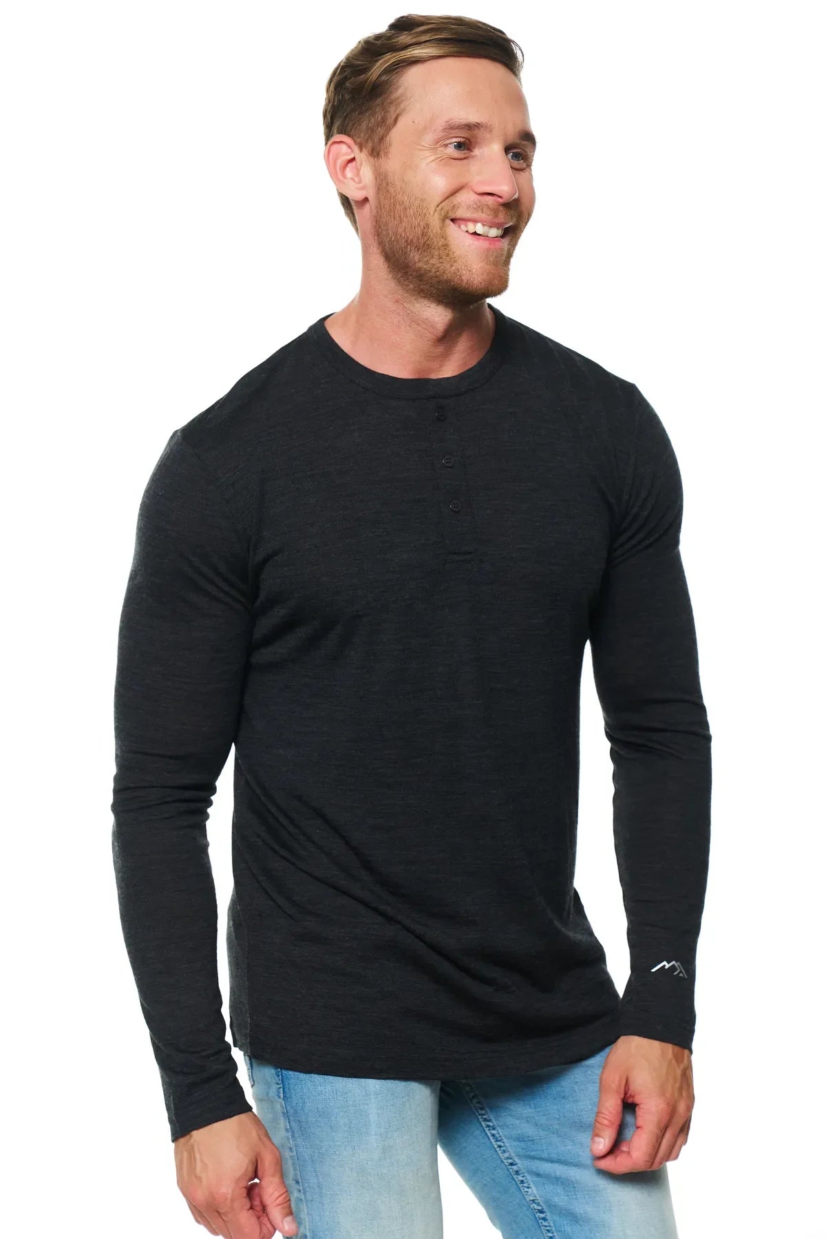 Men's Merino Wool Henley Long Sleeve 170 Olive Green